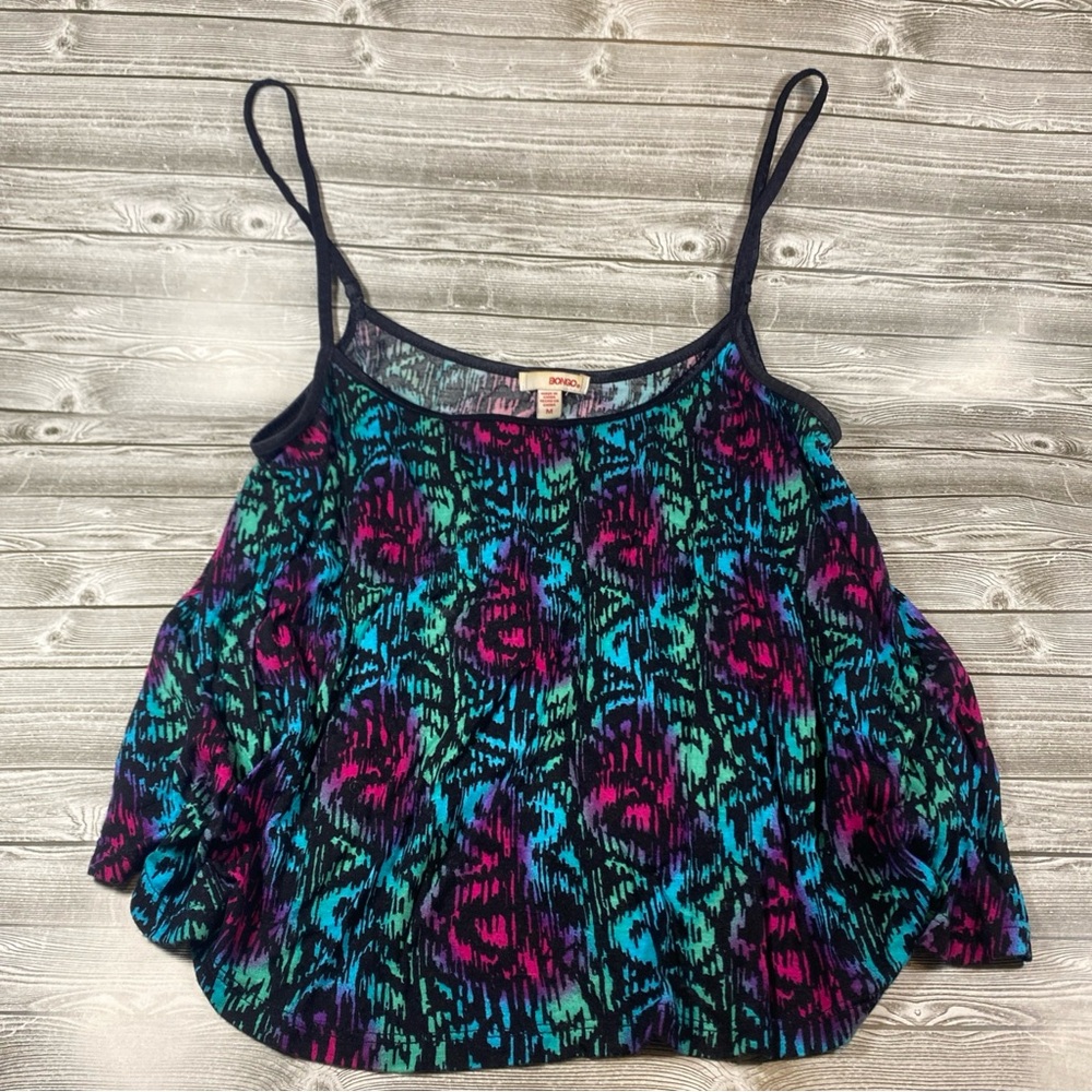 BONGO Black and Multicolor Patterned Camisole